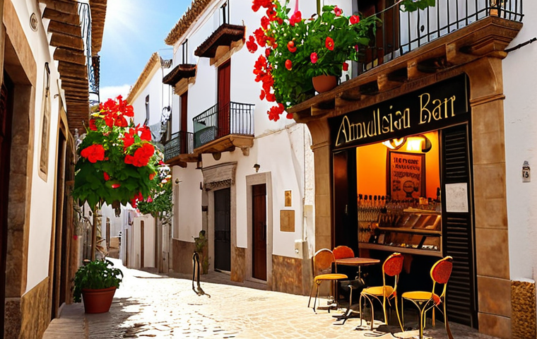 **Summary**: A picturesque street scene in a historic Spanish city, bustling with life and traditional charm.
    **Generation Prompt**: A vibrant, sun-drenched street in an Andalusian pueblo, with whitewashed buildings, intricate wrought-iron balconies adorned with overflowing red geraniums, and a cobblestone street. A street artist plays a classical guitar under an orange tree, with light filtering through the leaves. In the background, a small tapas bar with an inviting, illuminated entrance. The atmosphere is warm, lively, and quintessentially Spanish, captured during golden hour. Ultra-realistic, high detail, volumetric lighting, cinematic.